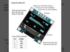 0.96'' I2C OLED Ekran Modülü 128x64 çözünürlük SSD1306 Arayüzü