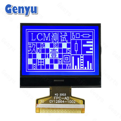 1.9 inç STN Mavi 128x64 LCD Ekranı 30PIN FPC 8 Bit Paralel Su dağıtıcısı